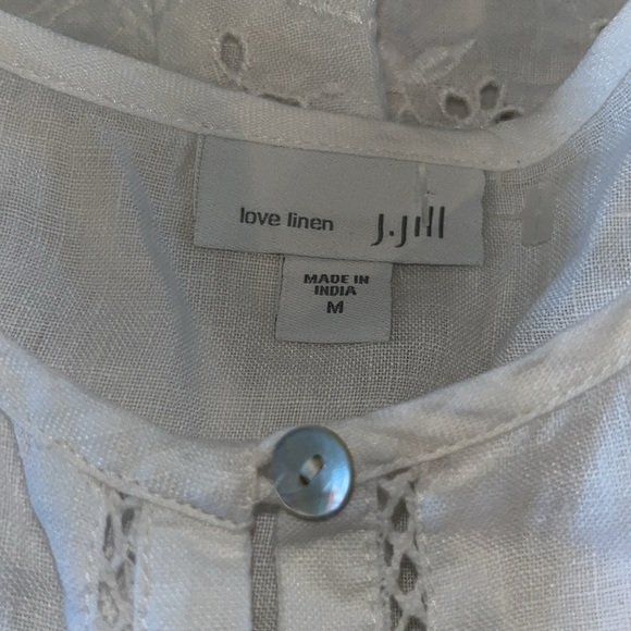 J.Jill Eyelet-border Linen Shirt in white | size medium - Picture 5 of 8